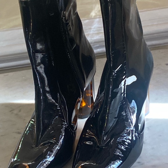 Designer Kurt Geiger London Stride 90 Bootie Shiny Black Patent Leather - Picture 8 of 11